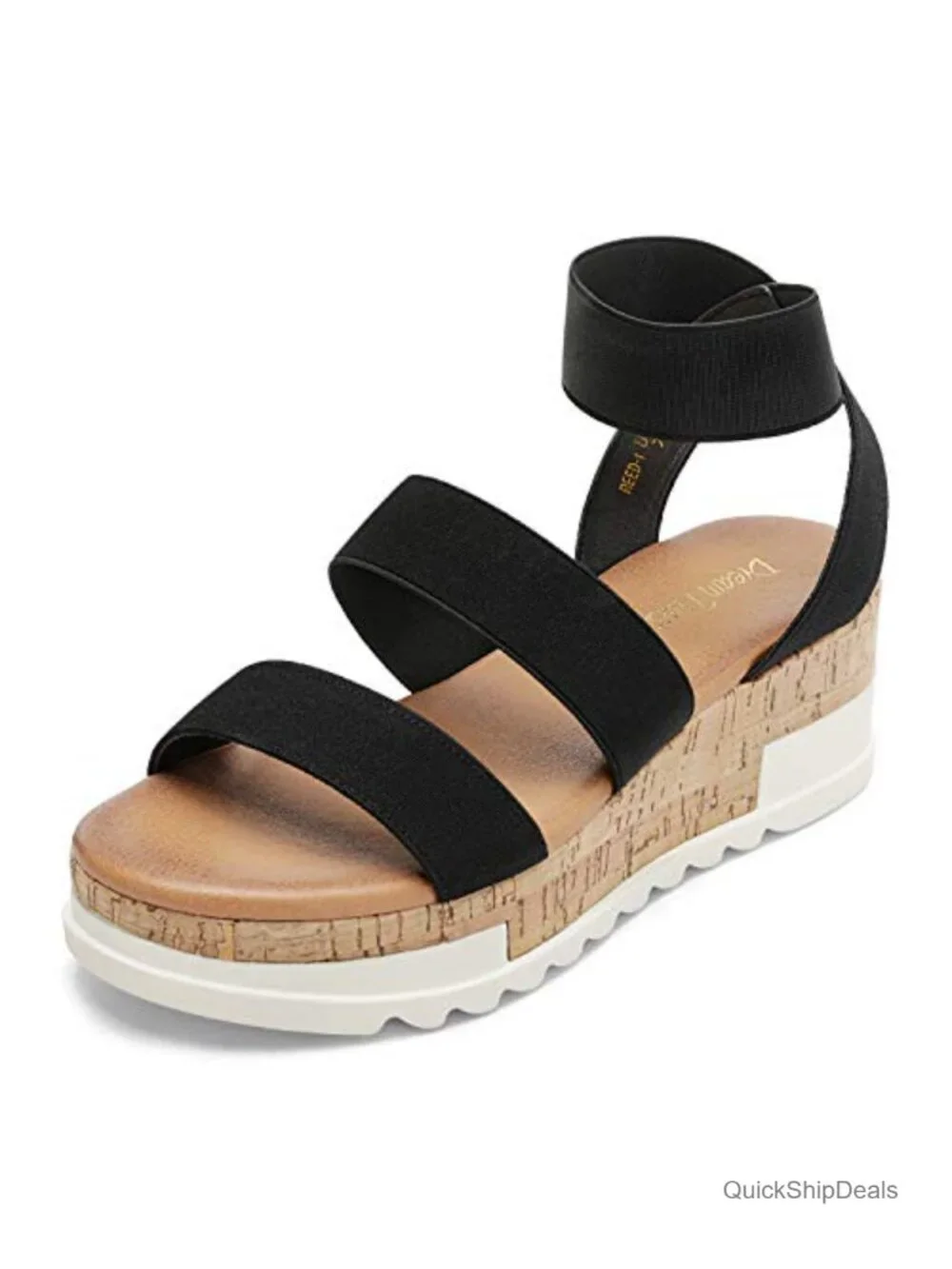 Open Toe Elastic Ankle Strap Flatform Platform Wedges Sandals